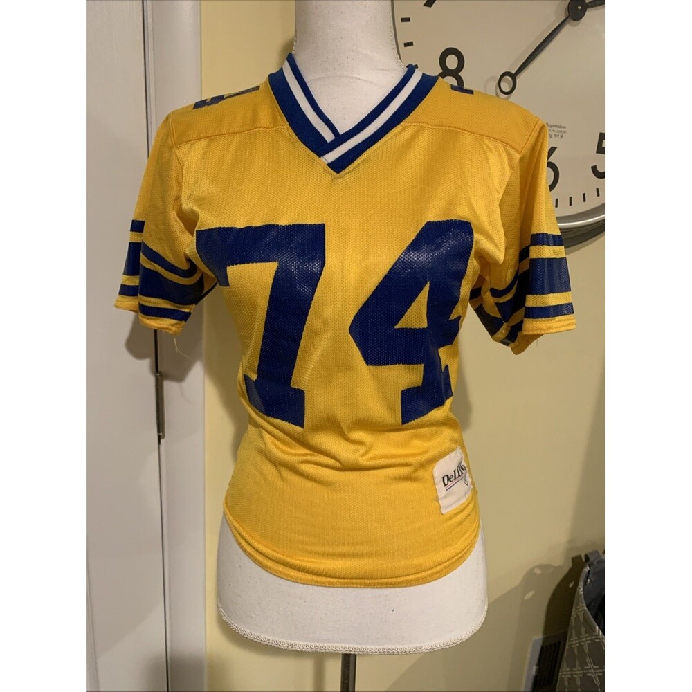 Vintage Yellow/Blue Football Jersey #74 Women's Youth Size Small